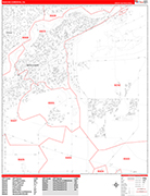 Rancho Cordova  Wall Map Red Line Style